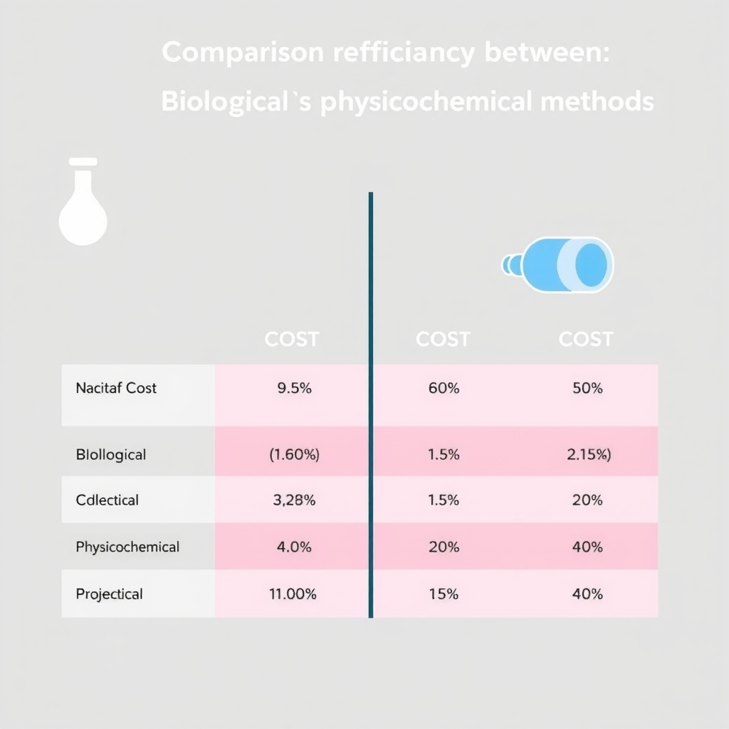 Biểu đồ so sánh chi phí và hiệu quả xử lý giữa phương pháp sinh học và hóa lý 