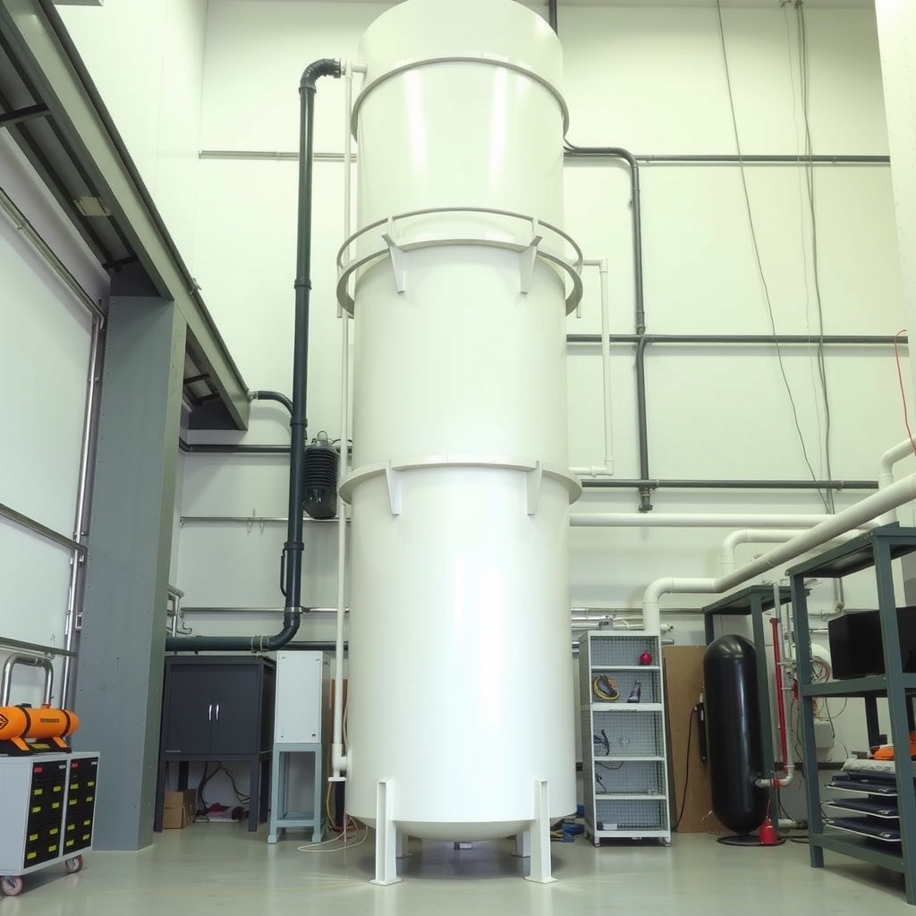 Hình ảnh tháp hấp phụ than hoạt tính trong nhà máy 
