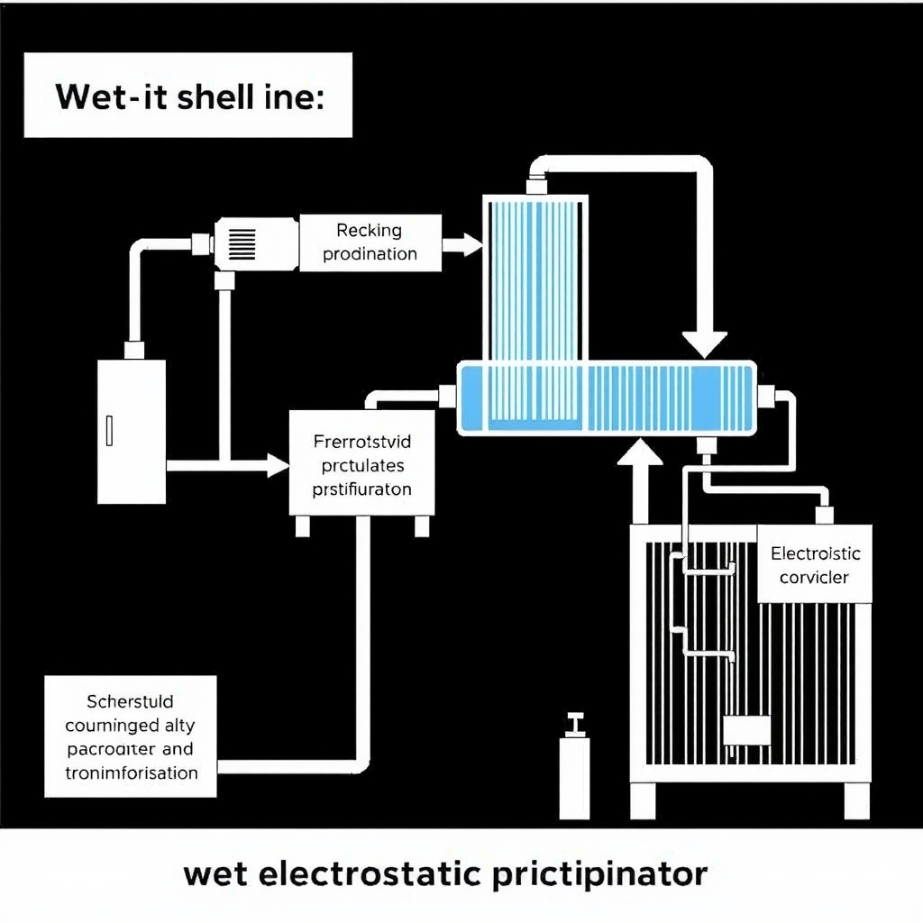 Sơ đồ nguyên lý hoạt động của hệ thống lọc tĩnh điện ướt 