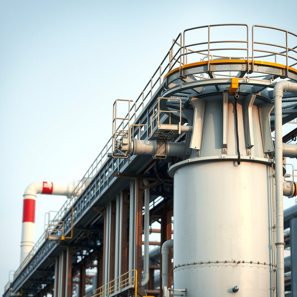 Cận cảnh một tháp hấp thụ đang hoạt động tại nhà máy 