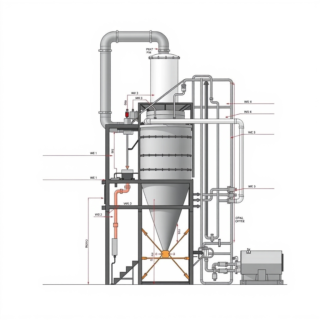 Sơ đồ cấu tạo hệ thống lọc bụi túi vải trong nhà máy 