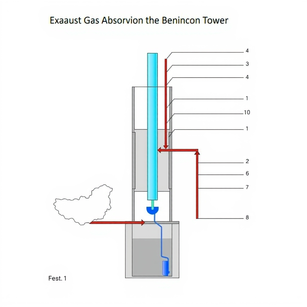 Sơ đồ cấu tạo tháp hấp thụ khí thải 