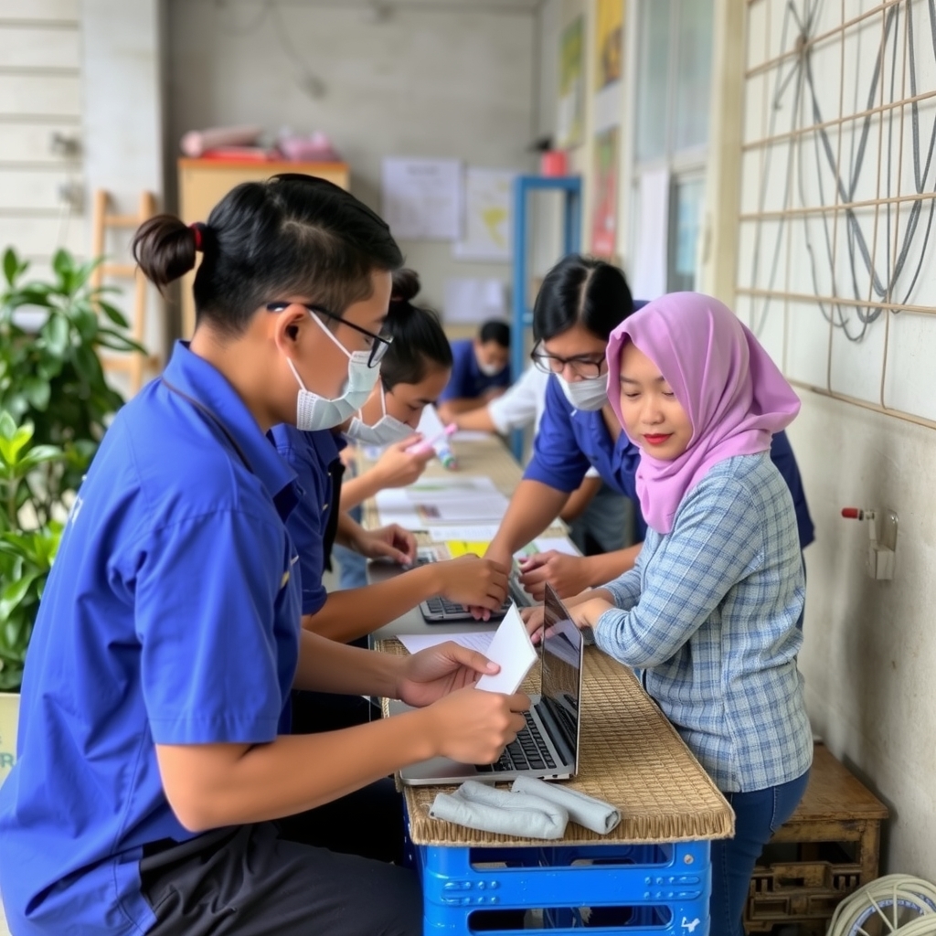 Đội ngũ Môi Trường Đông Nam Bộ đang thi công 