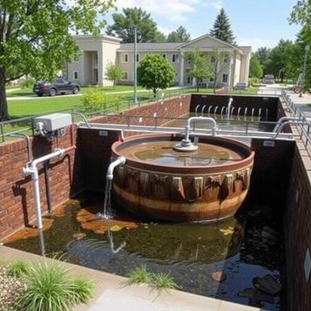 Hệ thống xử lý nước thải đặt trong khuôn viên 