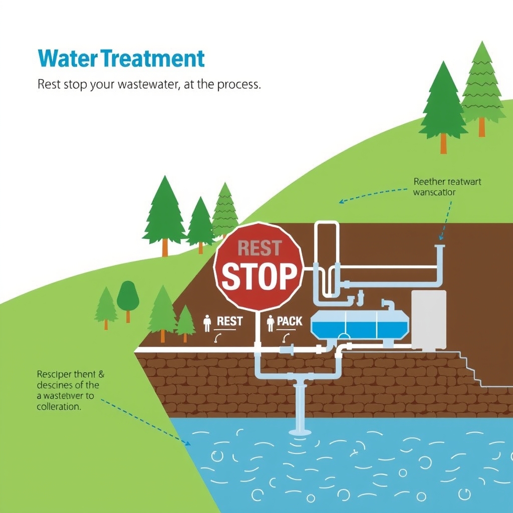 Sơ đồ quy trình xử lý nước thải trạm dừng chân 