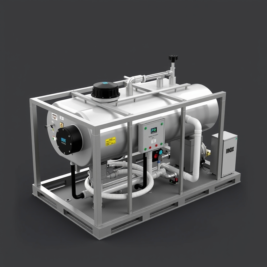 Mô hình 3D hệ thống xử lý nước thải hợp khối Inox 
