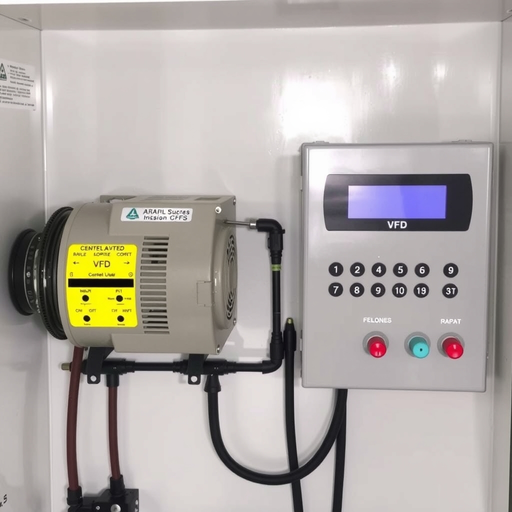 Biến tần được lắp đặt trong tủ điện điều khiển máy thổi khí 
