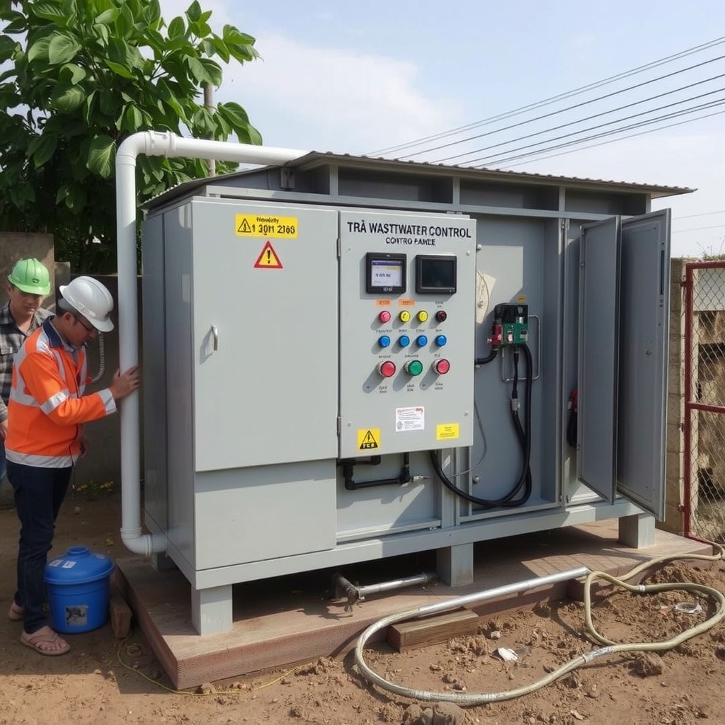 Lắp đặt tủ điện xử lý nước thải tại công trình bởi Môi Trường Đông Nam Bộ 